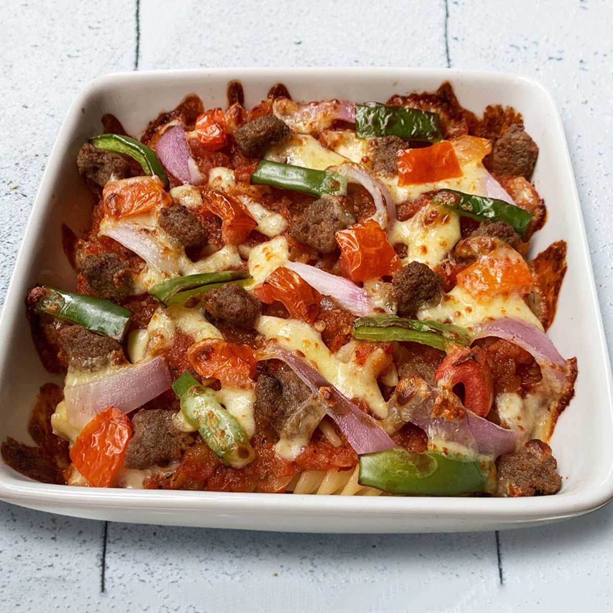 Baked Fusilli Beef Arrabiata Pasta